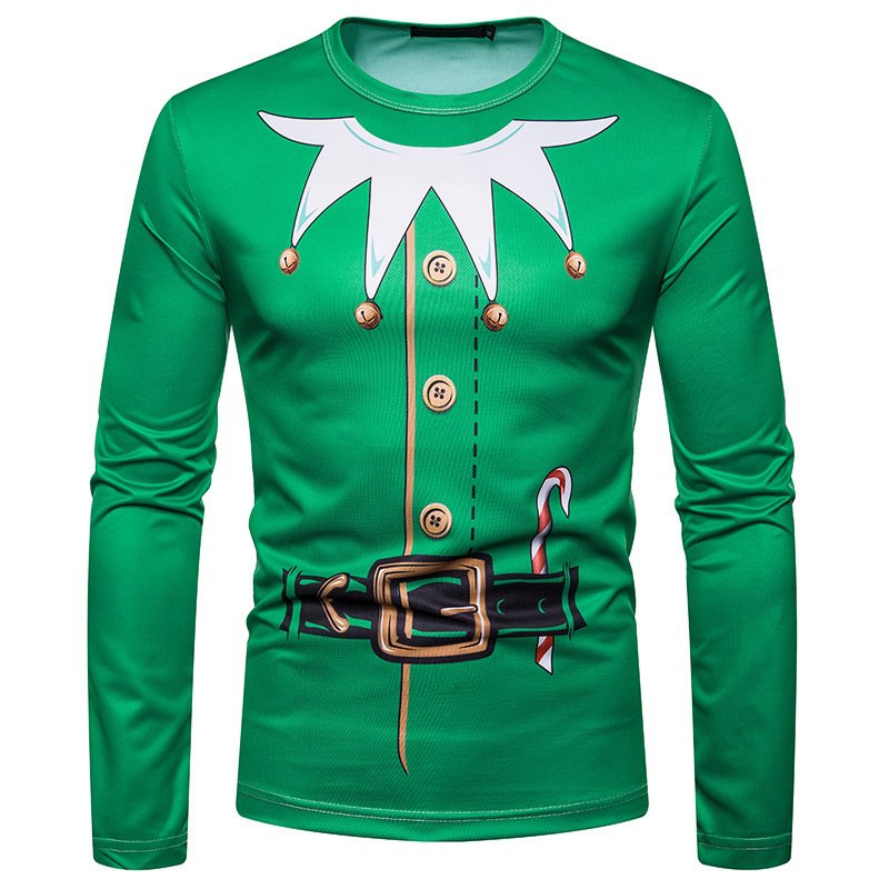 New 3D personality printing fashion men's Christmas long-sleeved T-shirt CT465