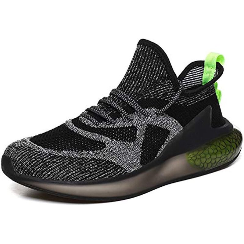 Damyuan Men's Sport Gym Running Shoes Walking Shoes Casual Lace Up Lightweight Black-Green